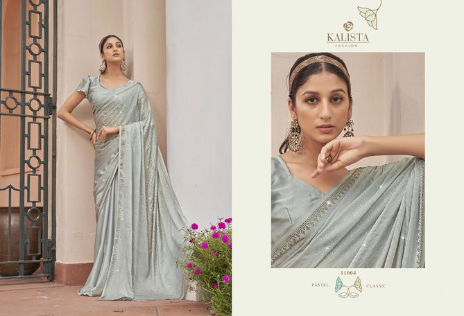 Kalista Inara Chiffon Embroidered Party Wear Saree Catalog
